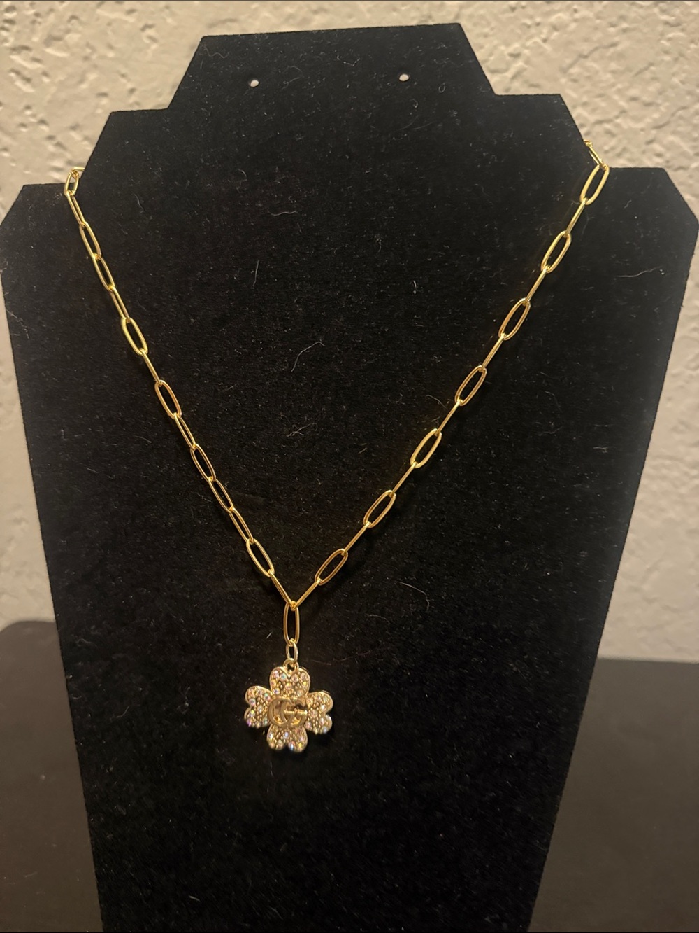Inspired Gold Crystal Clover Pendant Necklace - Women Jewelry